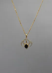 Authentic The Ebon Lotus of Illumination: Gold-Plated and Onyx Sacred Pendant