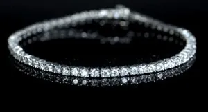 Authentic 18K White-Gold Plated Inlaid 4.0mm Diamond Sim Tennis Bracelet