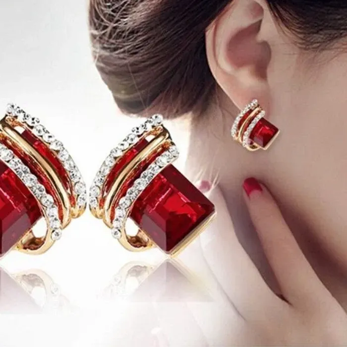Authentic Gold-plated Zircon Earrings Crystal Earrings Engagement Earrings for women Princess Jewelry Birthday Anniversary Gifts