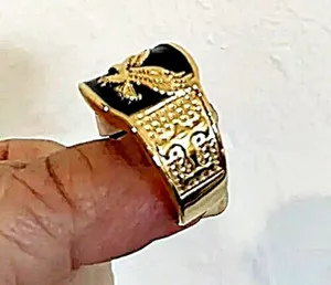 Authentic Ring. Bald Eagle Signet Ring Gold Plated Bird Stamp. ring. UK Y.