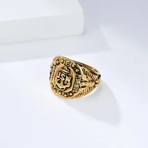 Authentic MEN Ring USA Navy ship anchor bald eagle ring gold plated 7-13