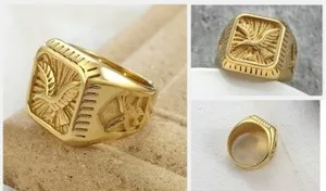 Authentic Ring. Bald Eagle Signet Ring Gold Plated Bird Stamp. ring. UK X.