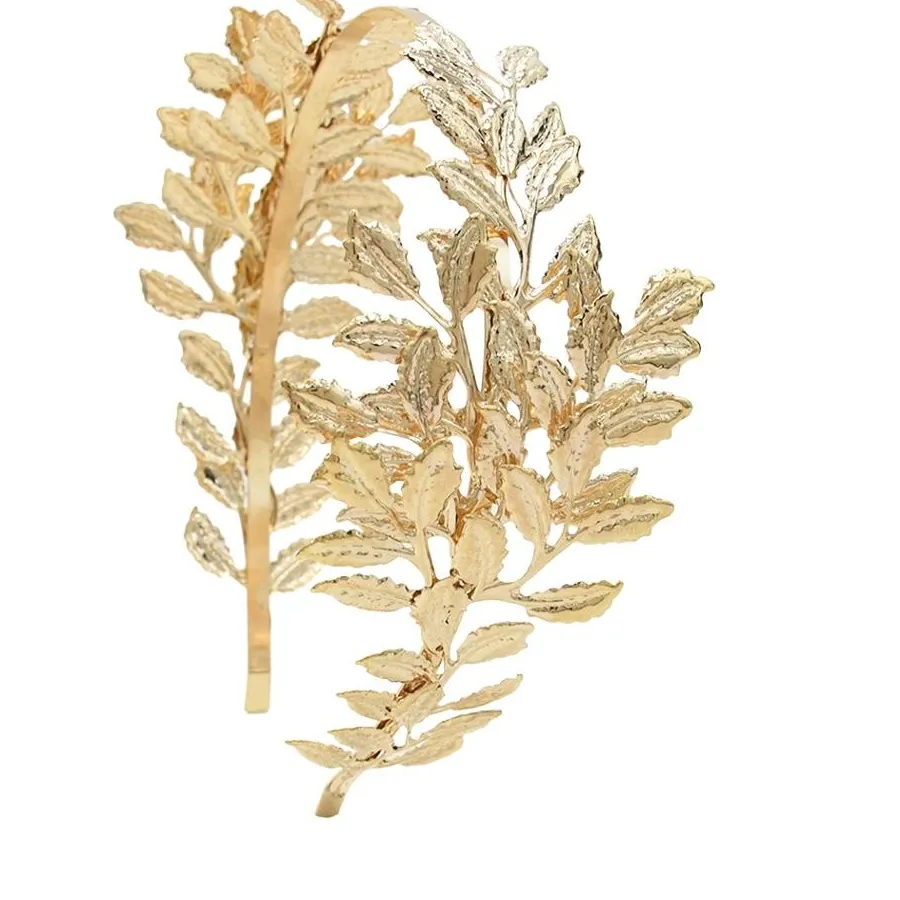 Authentic Greek Roman Goddess Metal Olive Leaf Headbands Diadema Hair Accessories Tiara Crown Golden Headpiece Bridal Wedding Head Jewelry