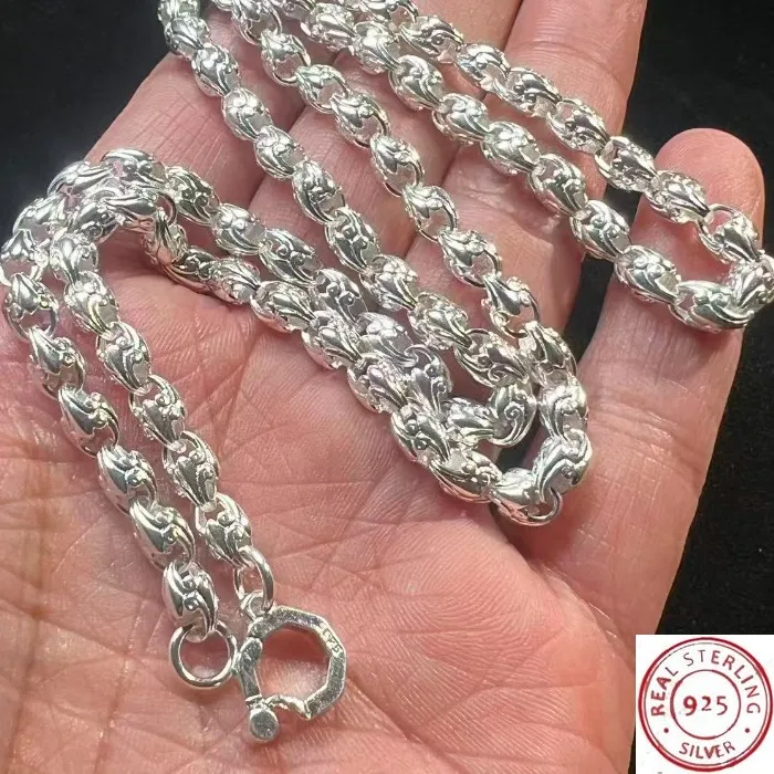 Authentic 925 Tibetan Silver Dragon Head Necklace, Bold Dragon Bone Chain, Trendy Vintage Silver Jewelry for Men
