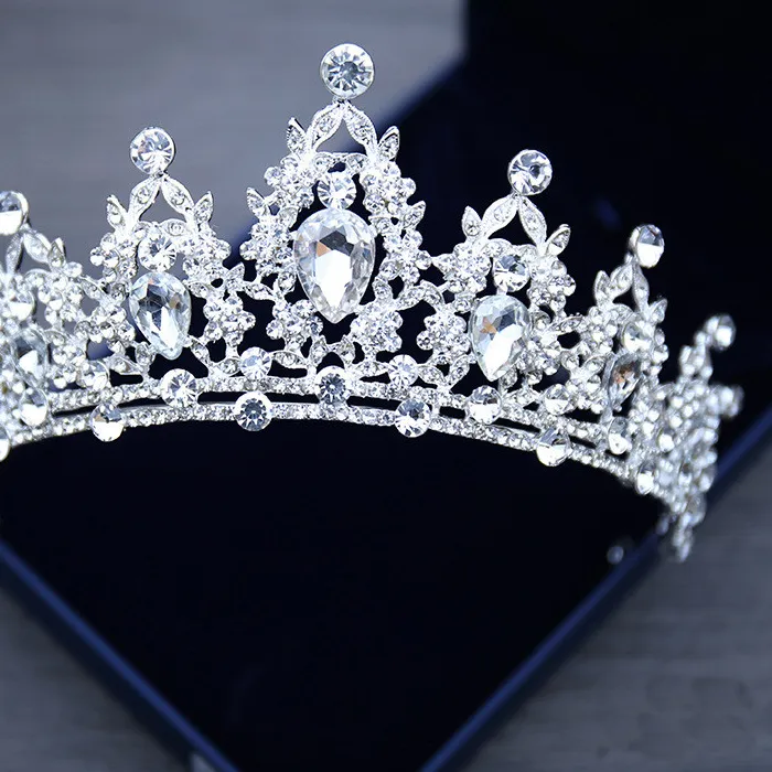 Authentic Wedding Hair Tiara Crystal Bridal Tiara Crown Silver Color Diadem Veil Tiaras Wedding Hair Accessories Headpieces Head Jewelry