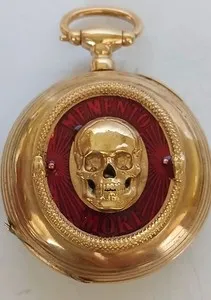 Authentic Silver Memento Mori Pocket Watcg Gold Plated With Enamel
