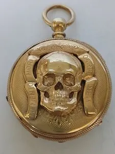 Authentic Silver Memento Mori Pocket Watch Gold Plated