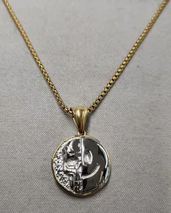 Authentic Humbler 18K Gold Plated Death Smile Memento Mori Coin Necklace 20"+2"