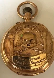 Authentic The Chronometer of the Soul: Gold-Plated Silver Memento Mori Pocket Watch