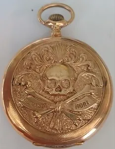 Authentic Silver Memento Mori Pocket Watch Gold Plated