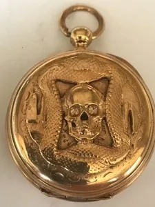 Authentic Silver Memento Mori Pocket Watch Gold Plated