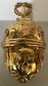 Authentic Bronze Memento Mori Pocket Watch Gold Plated With Poison Box