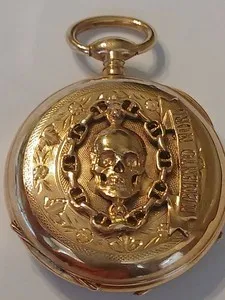 Authentic Silver Memento Mori Pocket Watch Gold Plated
