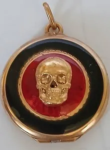 Authentic Silver Memento Mori Pedant Gold Plated With Enamel