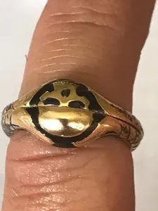 Authentic Women's Memento Mori Silver Poison Ring With Enamel Gold Plated