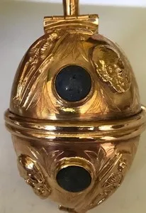 Authentic Bronze Memento Mori Pocket Watch Gold Plated With Lapis Lazuli