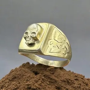 Authentic MEN ring SILVER 925 Memento Mori Skull mourning BIKER Vanitas doctor gold plated