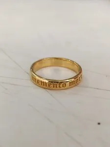 Authentic Memento Mori Ring: Minimalist Gold Plated Silver Band Reminder