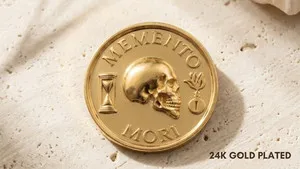 Authentic Memento Mori Coin Necklace Stoic Philosophy Pendant Symbolic Medallion