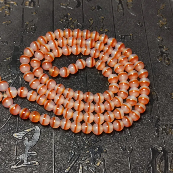Authentic Natural Strange Stone Agate Cinnabar Red Line Pharmacist Totem Dzi Bead 108 Necklaces With Multi Loop Bracelets for Men&Women