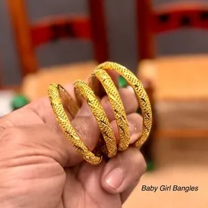 Authentic Gold Bangles For Girls, 24k Gold Plated Bangles, Small Size Bangles For Kids