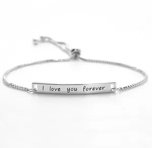 Authentic 18K White Gold Plated "I Love You Forever" Adjustable Bracelet For Women Girls