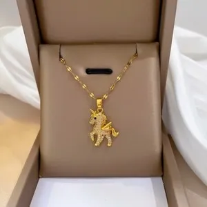 Authentic 18K Gold Plated Unicorn Pendant Necklace for Women,Unicorn Necklace for Girls