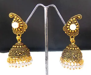 Authentic Bollywood south India gold plated Pearl Jhumki For Girls and Women traditional