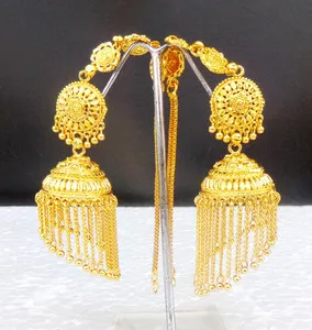 Authentic Bollywood south India gold plated Big Jhumki For Girls and Women Earrings Set