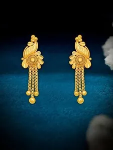 Authentic Traditional Micron Gold Plated Matte Finish Earrings For Women And Girls