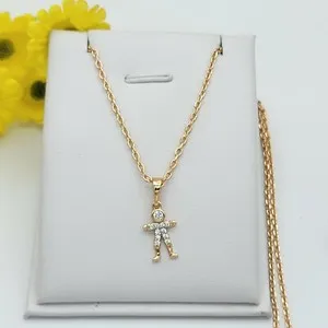 Authentic 18K Gold Plated Kids Charms Family Necklace w Chain Boys n Girls Oro Laminado
