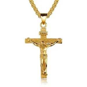 Authentic 18K Gold Plated Cross Necklace for Women Girls Crucifix Pendant Chain