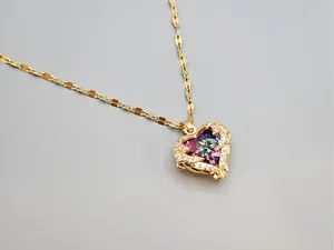 Authentic 18K Gold Plated Colorful Heart Crystal For women Girls