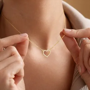 Authentic Turandoss 18K Gold Plated Heart Necklace for Women Girls, Gifts for Women Girls