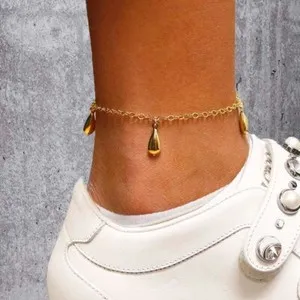 Authentic 18K Gold Plated Tear Drop Charm Anklet Chain For Women and Girls - 10" Inch