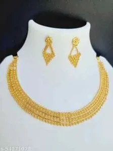 Authentic South Indian Gold Plated Jewelry Necklace Set For Women Girls Choker style