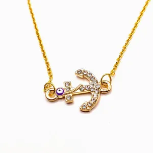 Authentic Anchor necklace evil eye gifts for women girls gold plated adjustable chain
