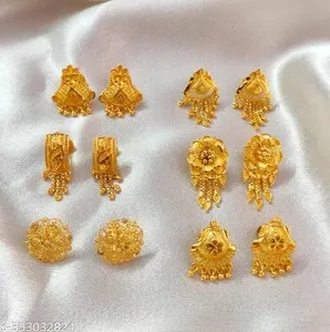 Authentic south Indian Gold Plated Earring_Combo For Women's/Girls Pack Of 6 free shipping