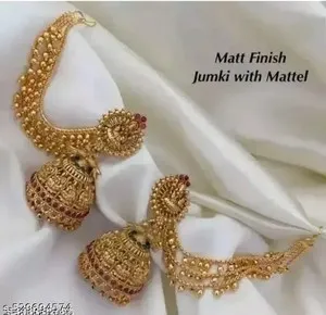 Authentic South Indian Traditional Gold Plated Pearl Jhumka Earrings for Girls and Women