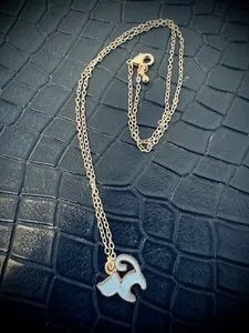Authentic Girls Gold Plated Chain Necklace Kids Jewellery Baby Blue Cat Uk Seller