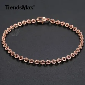 Authentic 3mm 7" Rose Gold Plated CUT Rolo Round Link Bracelet Womens Ladies Girls Chain