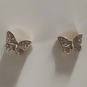 Authentic 14k Gold Plated CZ Butterfly Stud Earrings For Women Girls Butterfly Jewelry
