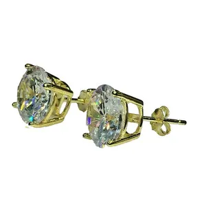 Authentic 14K Yellow Gold Plated 2.00 Ct Lab-created Diamond Stud Earring for Girls.