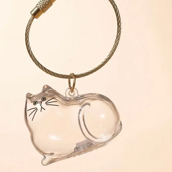 Authentic Keychain for bags Pendant Cat Hair Storage Keychain Box Backpack Cat Bag Pet Cat Hair Keychain Cute Key Ring Pet Souvenirs