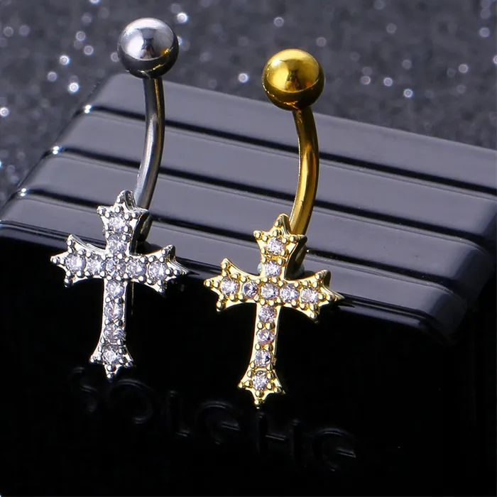 Authentic 【 Sexy Piercing Navel Nail Body Jewelry For Women Girls Personalized Simple Cross Pendant Belly Button Rings Gifts】