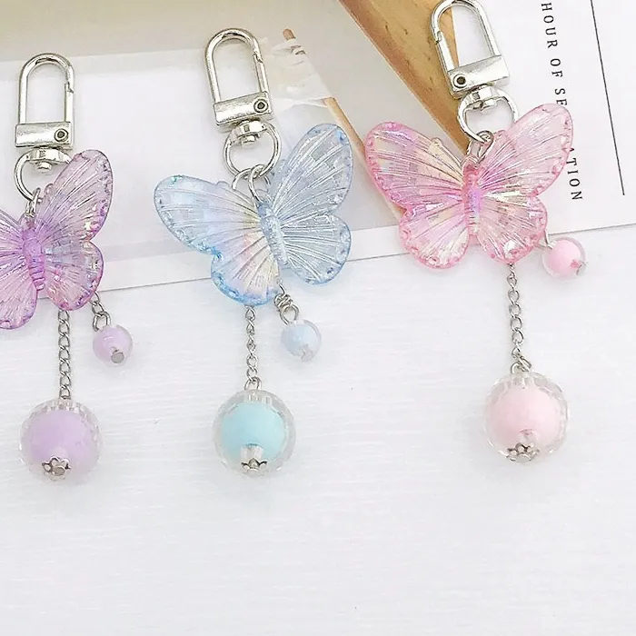 Authentic Creative Butterfly Keychains Sweet Pendant Hanging Ornament Keyring Backpack Decoration For Women Girls