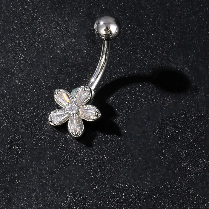 Authentic Butterfly Flower Belly Button Ring Navel Piercing Ring Girls Sexy Belly Piercing Ring Body Jewelry