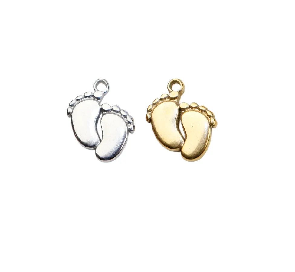 Authentic 5pcs Foot Anti Allergic Girl Charms Pendant DIY Jewelry Accessory Necklace Earrings PVD Plate
