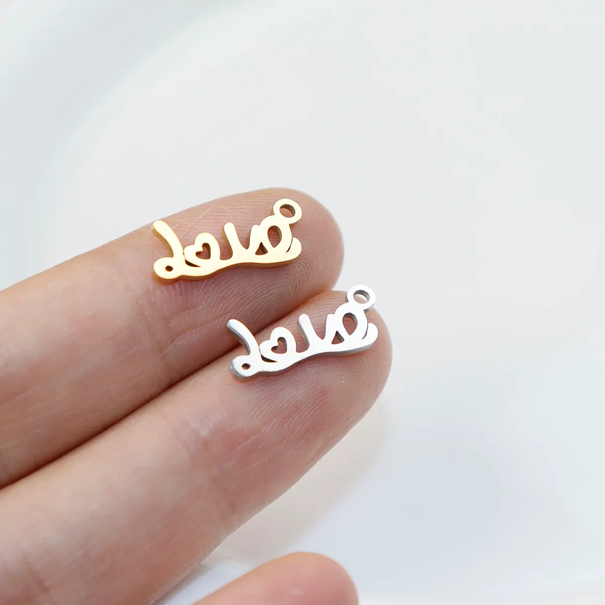 Authentic 10pcs Mirro Polished Love Girl Charms PVD Vacuum Plate DIY Handmaking Jewelry Accessory