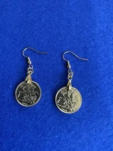 Authentic Handmade George and dragon Gold Plated Earrings